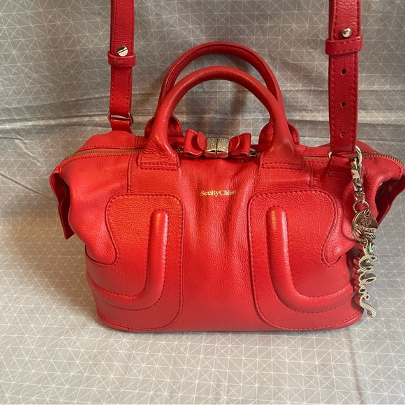 See by Chloe Kay Red Leather Satchel w/Charms - Picture 2 of 15
